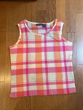 Fashion Classics Pink & Orange Plaid Sleeveless Top